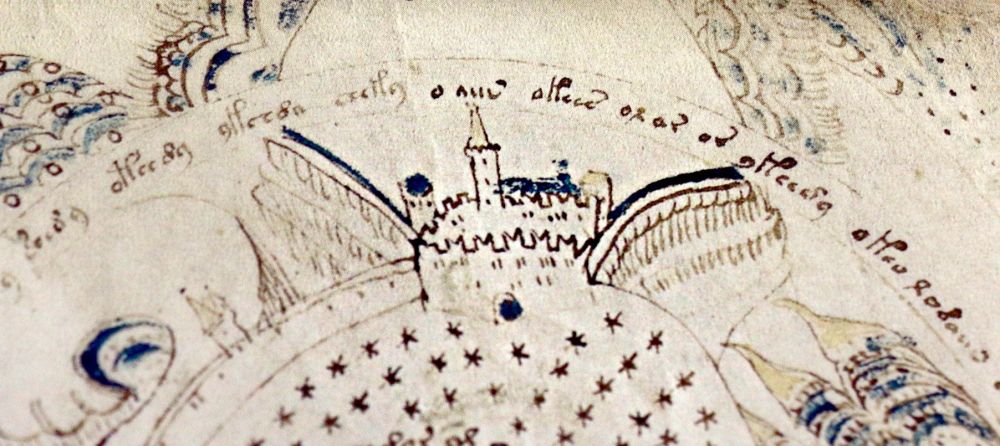Das Voynich-Manuskript Schlossdetail des Voynich-Manuskripts

