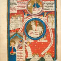 f. 6v · Das Lamm empfängt das Buch der sieben Siegel (Offb 5,6-14)