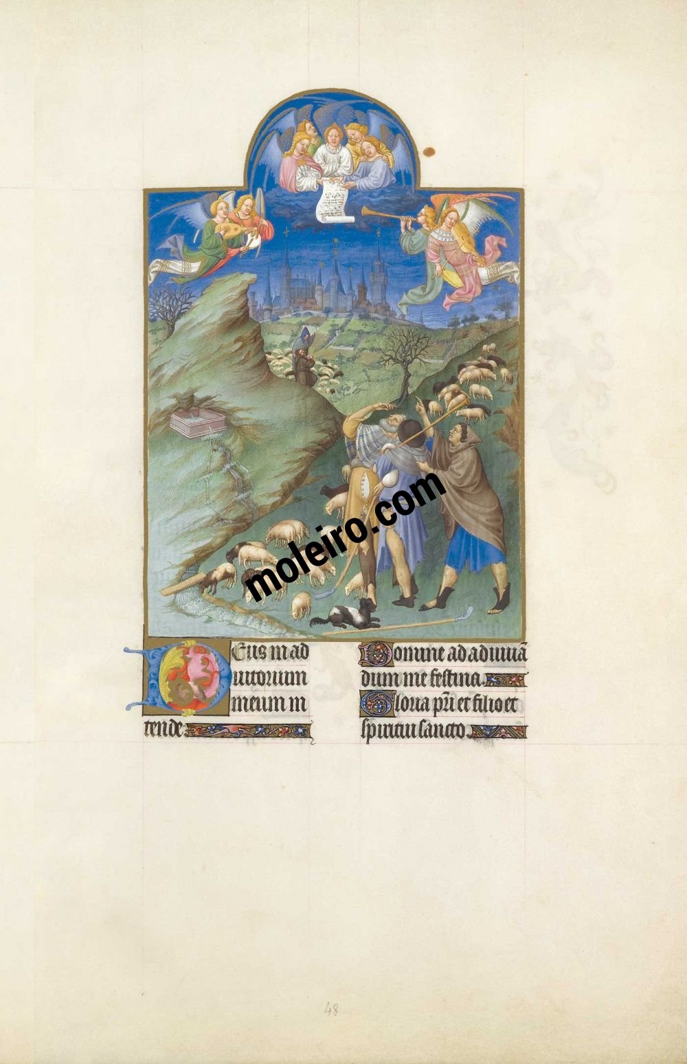 The Très Riches Heures du Duc de Berry Fol. 48 - The Annunciation to the Shepherds