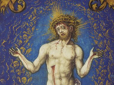 Lâmina do Varão das Dores do Livro de Oração de Alberto de Brandemburgo 1 lâmina quase-original Lâmina do Varão das Dores do Livro de Oração de Alberto de Brandemburgo 1 lâmina quase-original