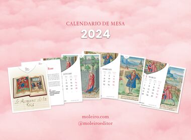Moleiro-Kalender 2024 - Der Rosenroman Tischkalender im CD-Format (12 Seiten zu 14x12 cm)