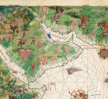 Karte des Persischen Golfs und des Roten Meeres Faksimilekarte aus dem Vallard Atlas (1547)