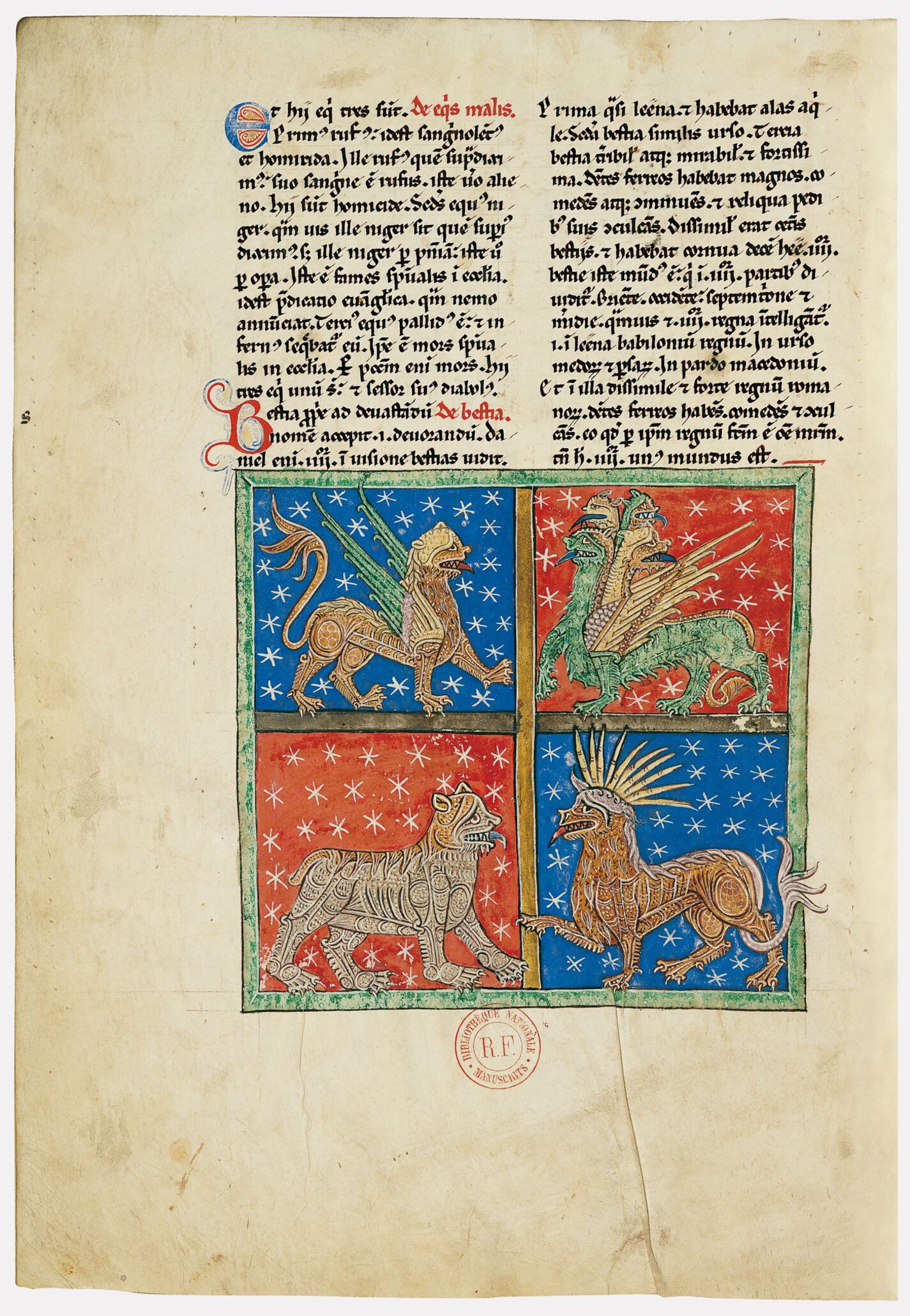 f. 18v, Las cuatro bestias de Daniel