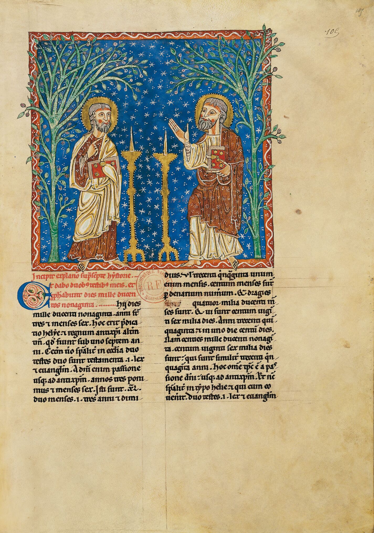 f. 105r, Los dos testigos