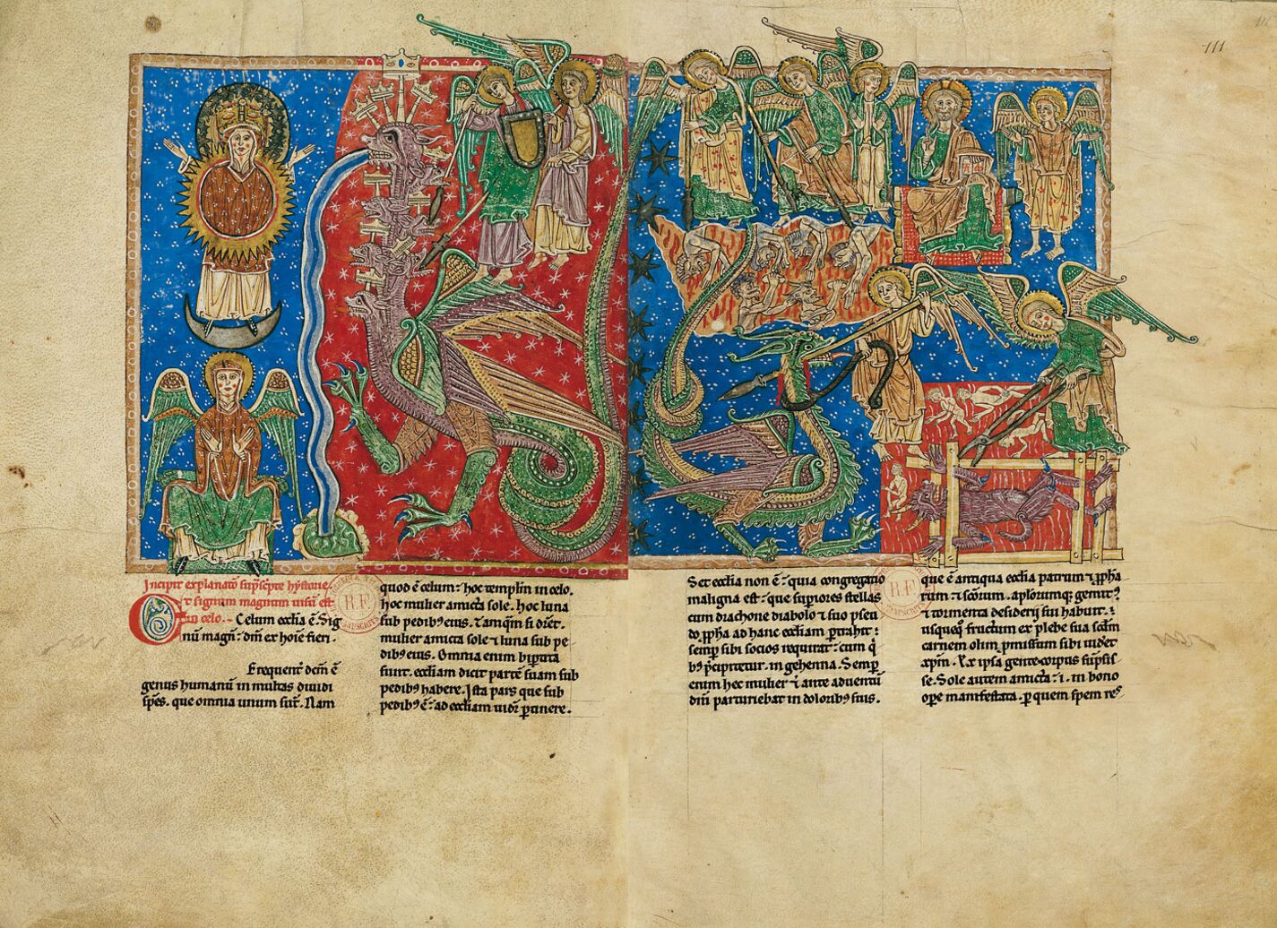 ff. 110v-111r, La mujer vestida de sol y el dragón