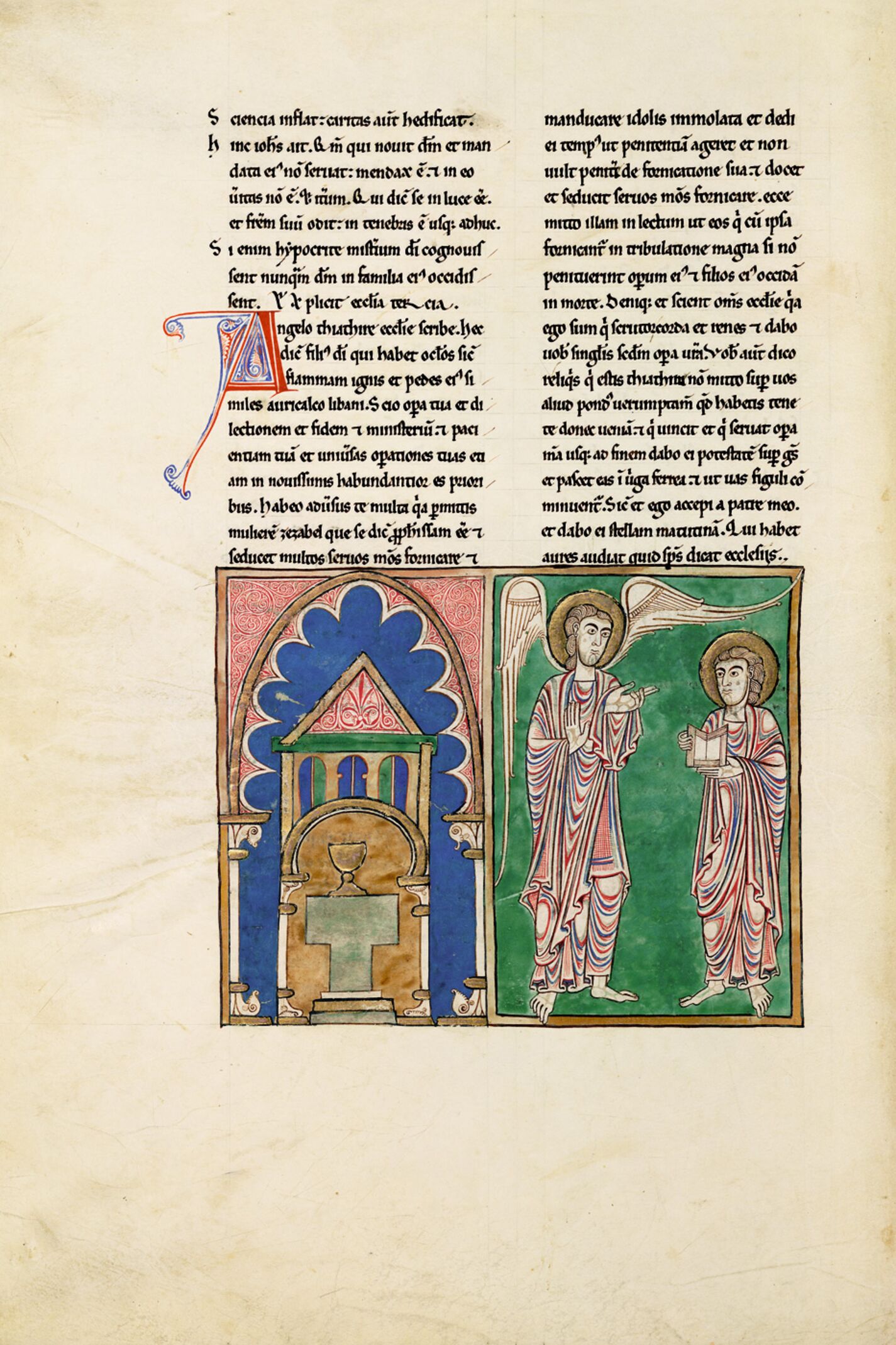 f. 51v, El mensaje a la iglesia de Tiatira