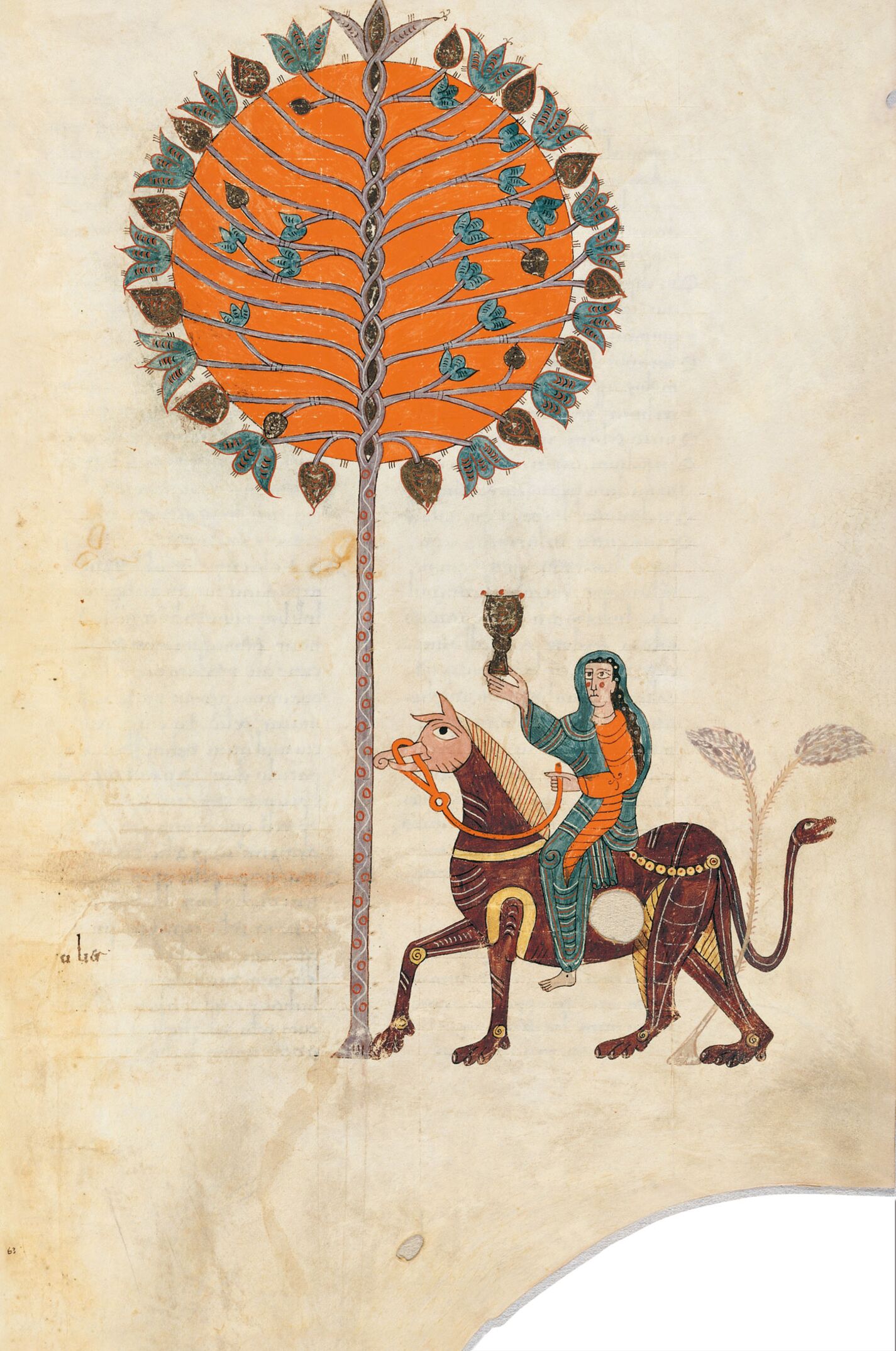 f. 63r, Prólogo: en la Sinagoga: mujer sobre la bestia