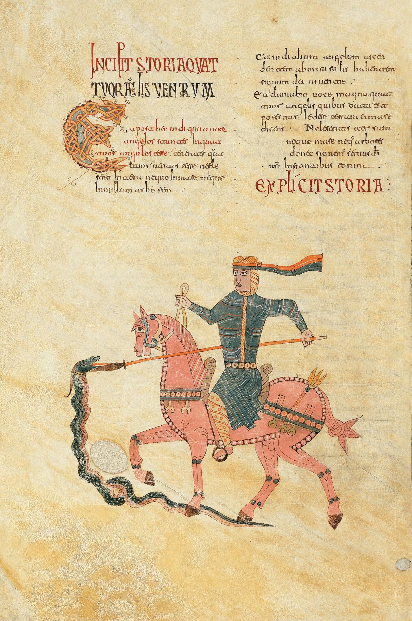 f. 134v, El jinete vencedor de la serpiente