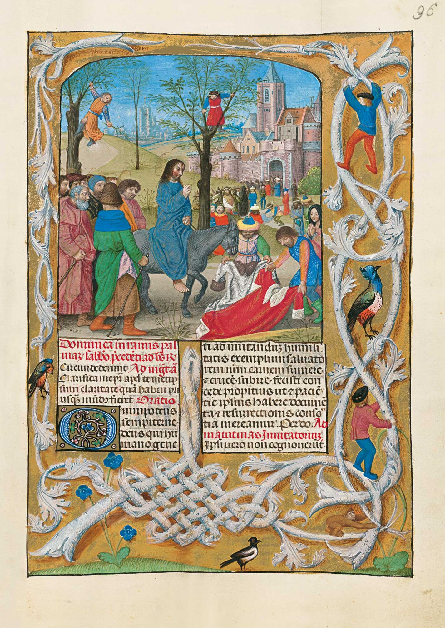 f. 96r, La entrada de Jesús en Jerusalén