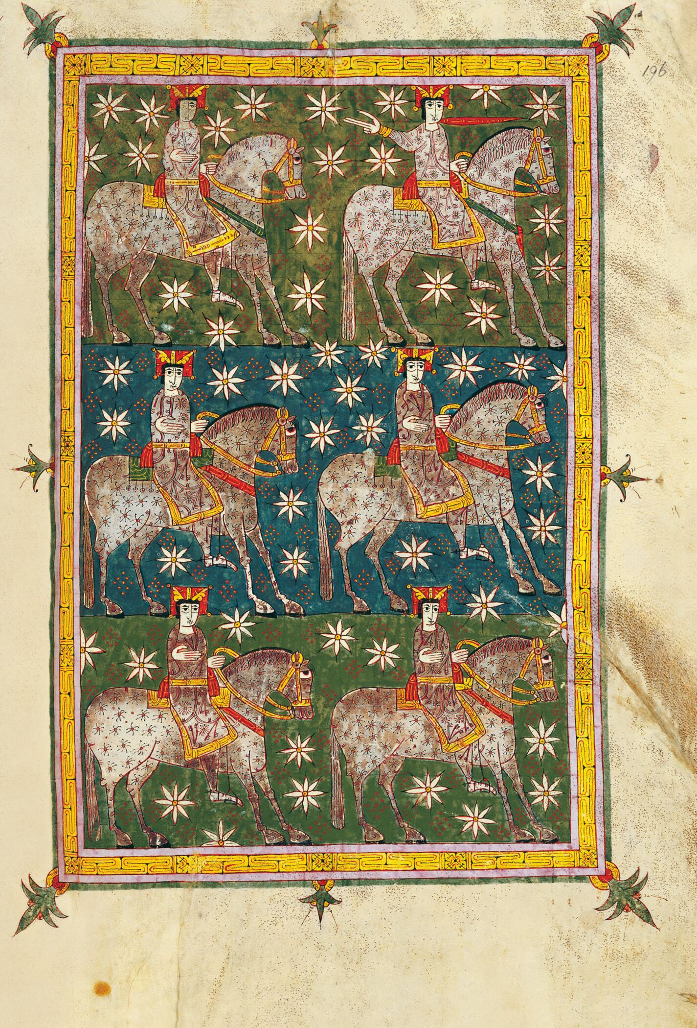 f. 196r, El Jinete Fiel y Veraz sobre el caballo blanco