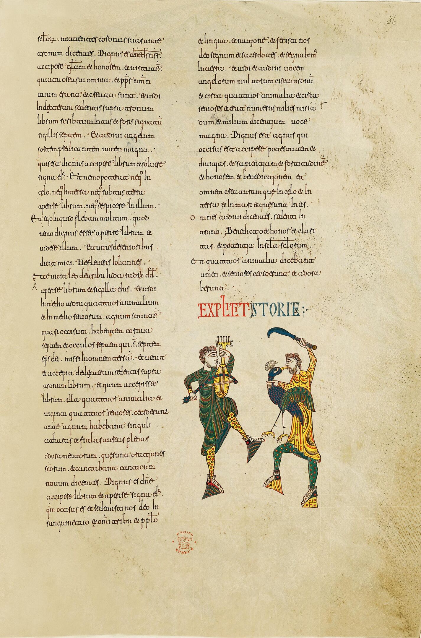 f. 86r, Dos juglares, Pedro.