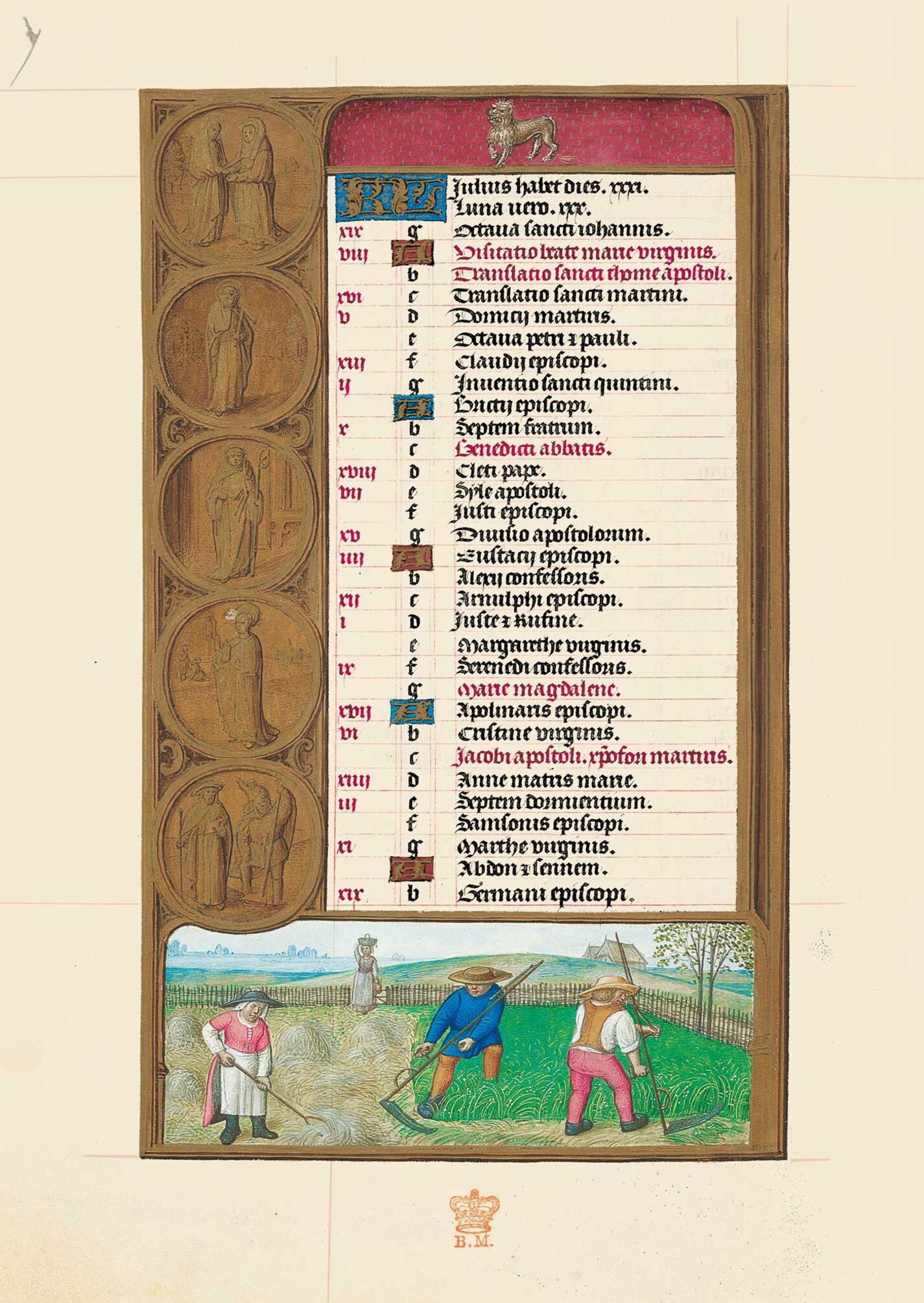 f. 4v, Calendario, Julio