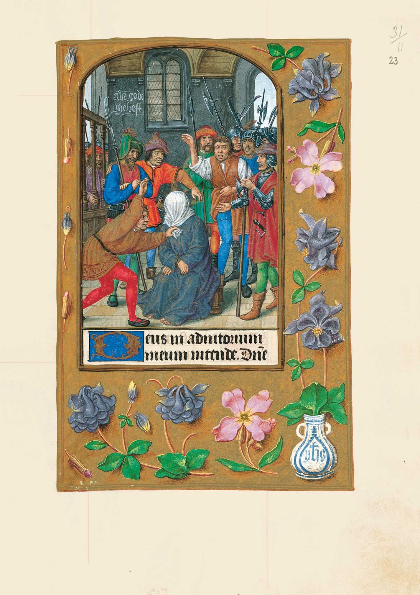 f. 23r, Escarnio de Cristo