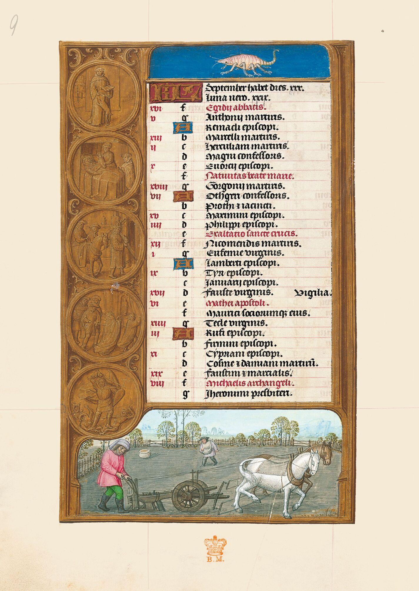 <p>f. 5v, Calendario, Septiembre</p>