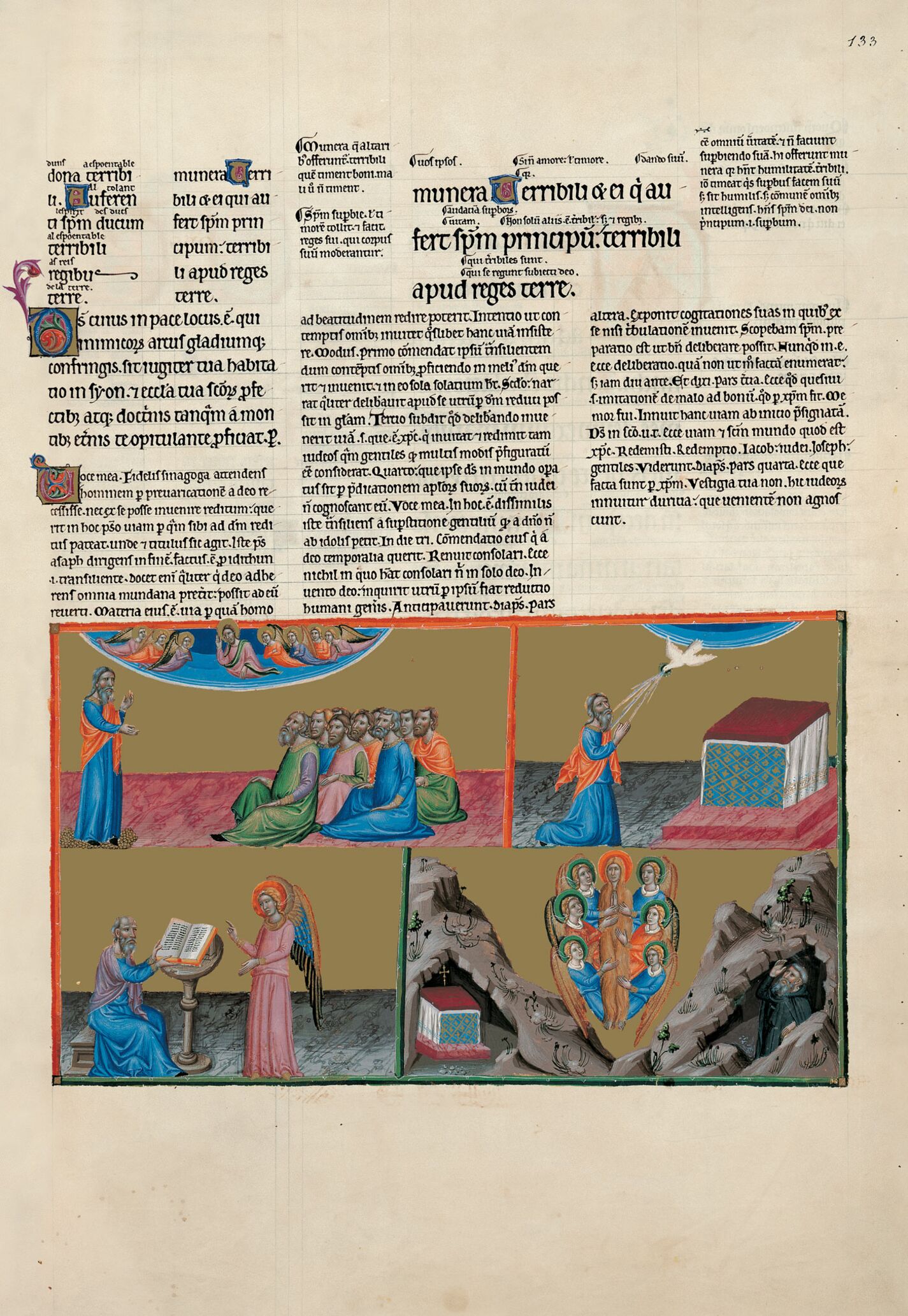 f. 133r, salmo 76  Con mi voz al Señor clamé