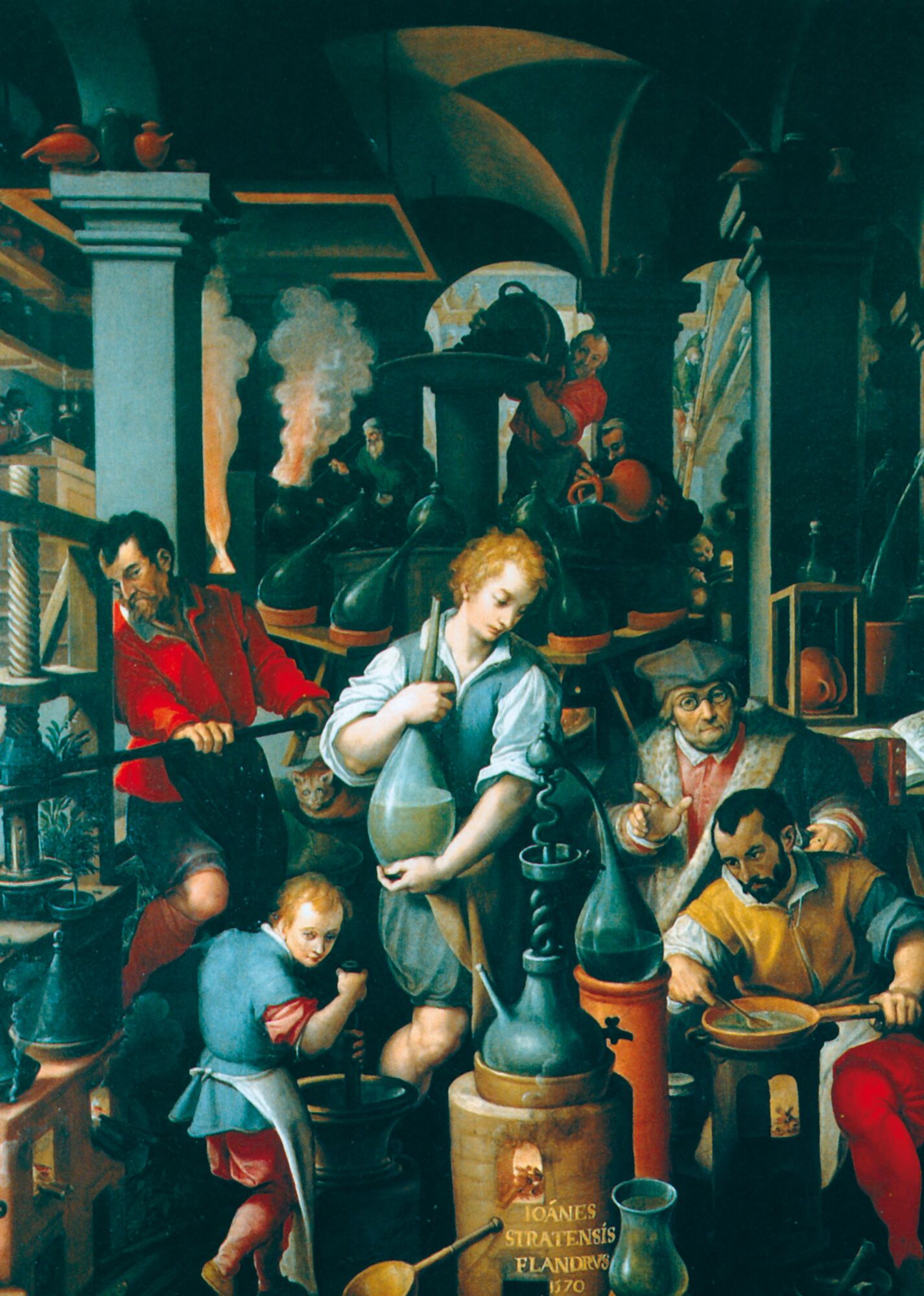 Giovanni Stradano, El laboratorios de los alquimistas, Florencia, Palazzo Vecchio, Gabinette de Francisco I