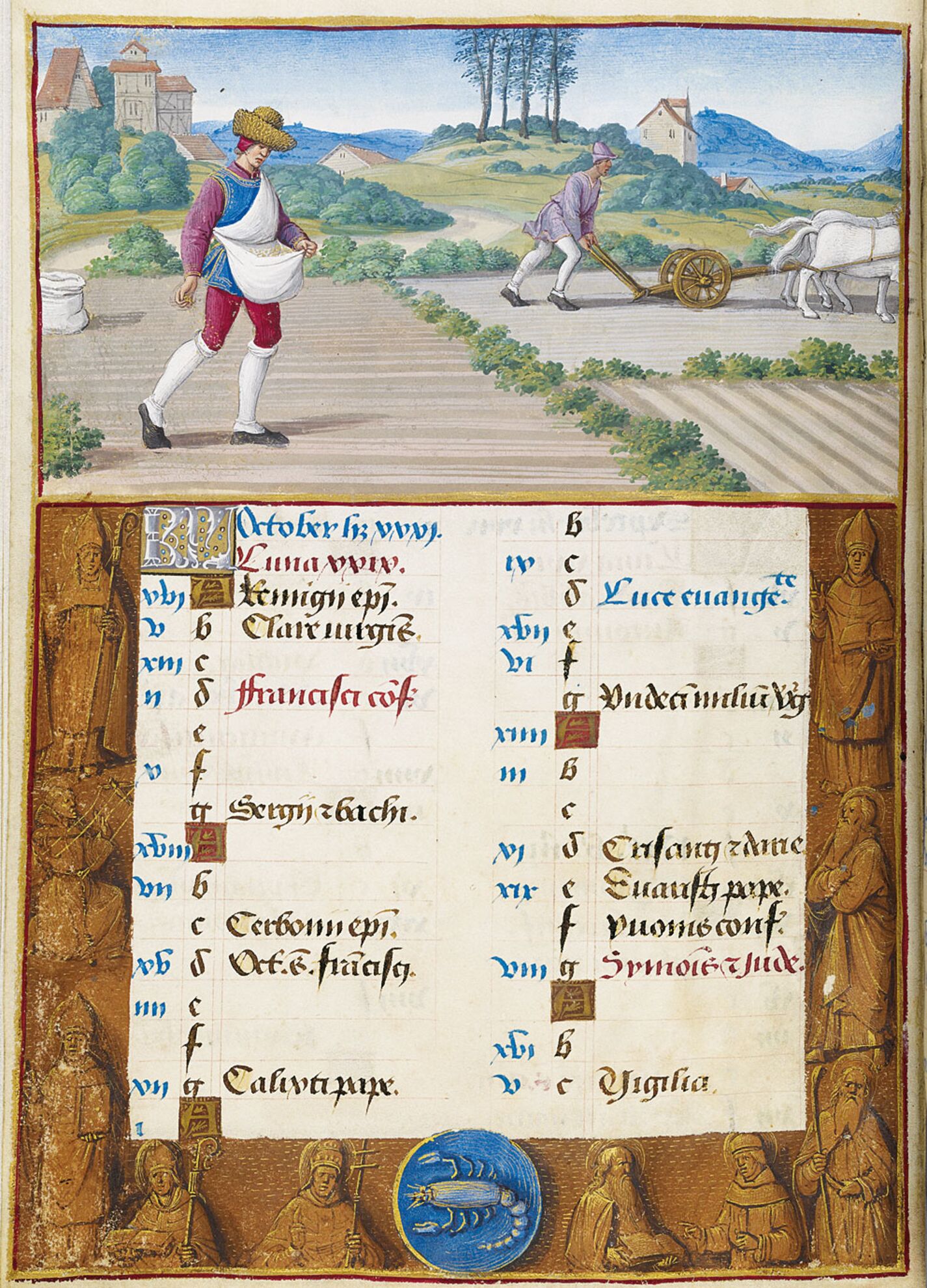 Octubre. La siembra y la labranza, f. 5v